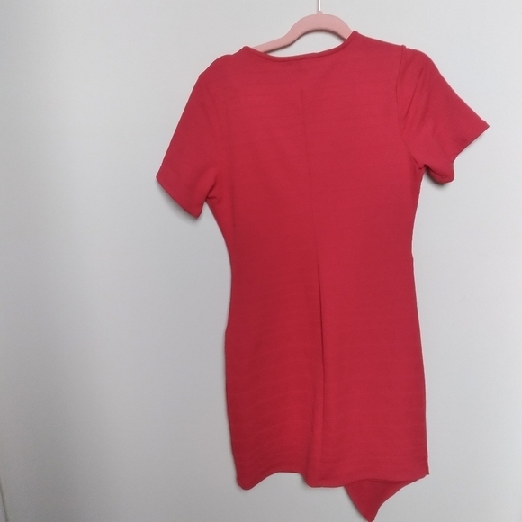 June & Hudson Red Asymmetric Wrap Front Bodycon Dress Size Large - Picture 5 of 8